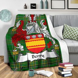 Scottish Berry Coat of Arms Family Crest Ireland Blanket Irish National Tartan Irish County Blanket