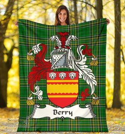 Scottish Berry Coat of Arms Family Crest Ireland Blanket Irish National Tartan Irish County Blanket