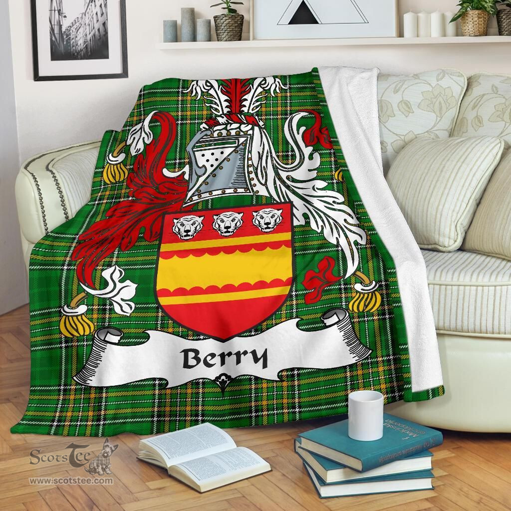 Scottish Berry Coat of Arms Family Crest Ireland Blanket Irish National Tartan Irish County Blanket