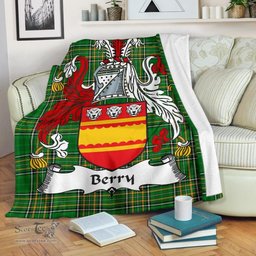 Scottish Berry Coat of Arms Family Crest Ireland Blanket Irish National Tartan Irish County Blanket
