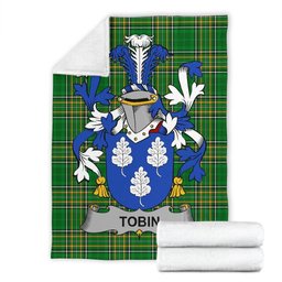 Scottish Tobin Coat of Arms Family Crest Ireland Blanket Irish National Tartan Irish County Blanket