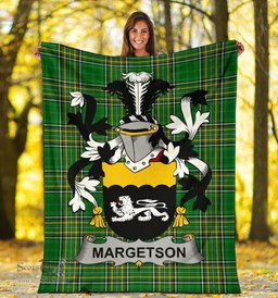 Scottish Margetson Coat of Arms Family Crest Ireland Blanket Irish National Tartan Irish County Blanket