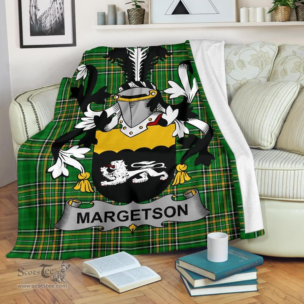 Scottish Margetson Coat of Arms Family Crest Ireland Blanket Irish National Tartan Irish County Blanket