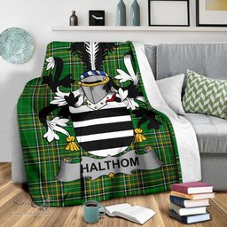 Scottish Halthom Coat of Arms Family Crest Ireland Blanket Irish National Tartan Irish County Blanket