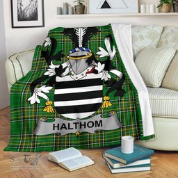 Scottish Halthom Coat of Arms Family Crest Ireland Blanket Irish National Tartan Irish County Blanket