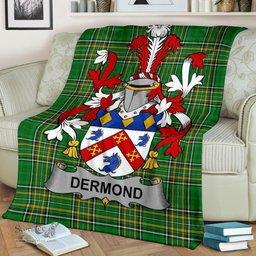 Scottish Dermond or O'Dermond Coat of Arms Family Crest Ireland Blanket Irish National Tartan Irish County Blanket
