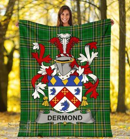 Scottish Dermond or O'Dermond Coat of Arms Family Crest Ireland Blanket Irish National Tartan Irish County Blanket