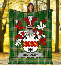 Scottish Bradley Coat of Arms Family Crest Ireland Blanket Irish National Tartan Irish County Blanket