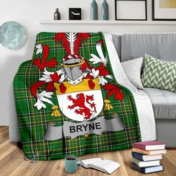 Scottish Bryne or Brinn Coat of Arms Family Crest Ireland Blanket Irish National Tartan Irish County Blanket