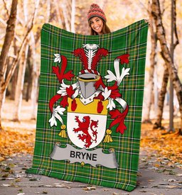 Scottish Bryne or Brinn Coat of Arms Family Crest Ireland Blanket Irish National Tartan Irish County Blanket