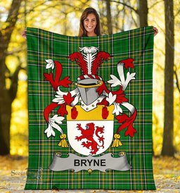 Scottish Bryne or Brinn Coat of Arms Family Crest Ireland Blanket Irish National Tartan Irish County Blanket
