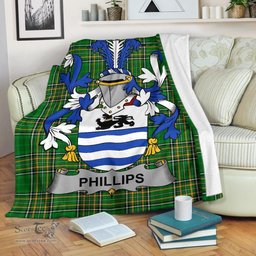 Scottish Phillips Coat of Arms Family Crest Ireland Blanket Irish National Tartan Irish County Blanket