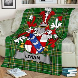 Scottish Lynam or O'Lynam Coat of Arms Family Crest Ireland Blanket Irish National Tartan Irish County Blanket
