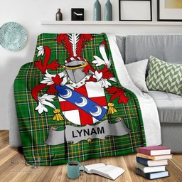 Scottish Lynam or O'Lynam Coat of Arms Family Crest Ireland Blanket Irish National Tartan Irish County Blanket