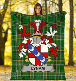 Scottish Lynam or O'Lynam Coat of Arms Family Crest Ireland Blanket Irish National Tartan Irish County Blanket