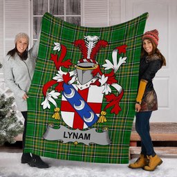 Scottish Lynam or O'Lynam Coat of Arms Family Crest Ireland Blanket Irish National Tartan Irish County Blanket