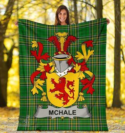 Scottish McHale or MacHale Coat of Arms Family Crest Ireland Blanket Irish National Tartan Irish County Blanket