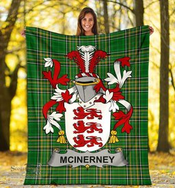 Scottish McInerney Coat of Arms Family Crest Ireland Blanket Irish National Tartan Irish County Blanket