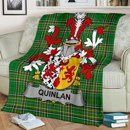 Scottish Quinlan or O'Quinlevan Coat of Arms Family Crest Ireland Blanket Irish National Tartan Irish County Blanket