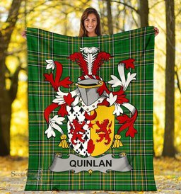 Scottish Quinlan or O'Quinlevan Coat of Arms Family Crest Ireland Blanket Irish National Tartan Irish County Blanket
