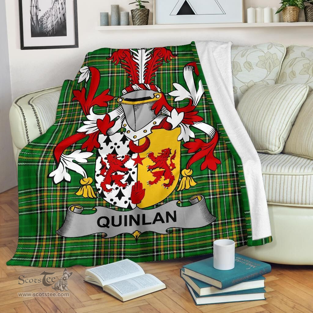 Scottish Quinlan or O'Quinlevan Coat of Arms Family Crest Ireland Blanket Irish National Tartan Irish County Blanket