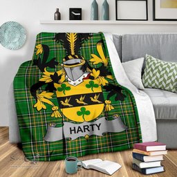 Scottish Harty or O'Haherty Coat of Arms Family Crest Ireland Blanket Irish National Tartan Irish County Blanket