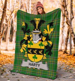 Scottish Harty or O'Haherty Coat of Arms Family Crest Ireland Blanket Irish National Tartan Irish County Blanket