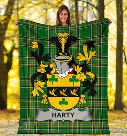 Scottish Harty or O'Haherty Coat of Arms Family Crest Ireland Blanket Irish National Tartan Irish County Blanket