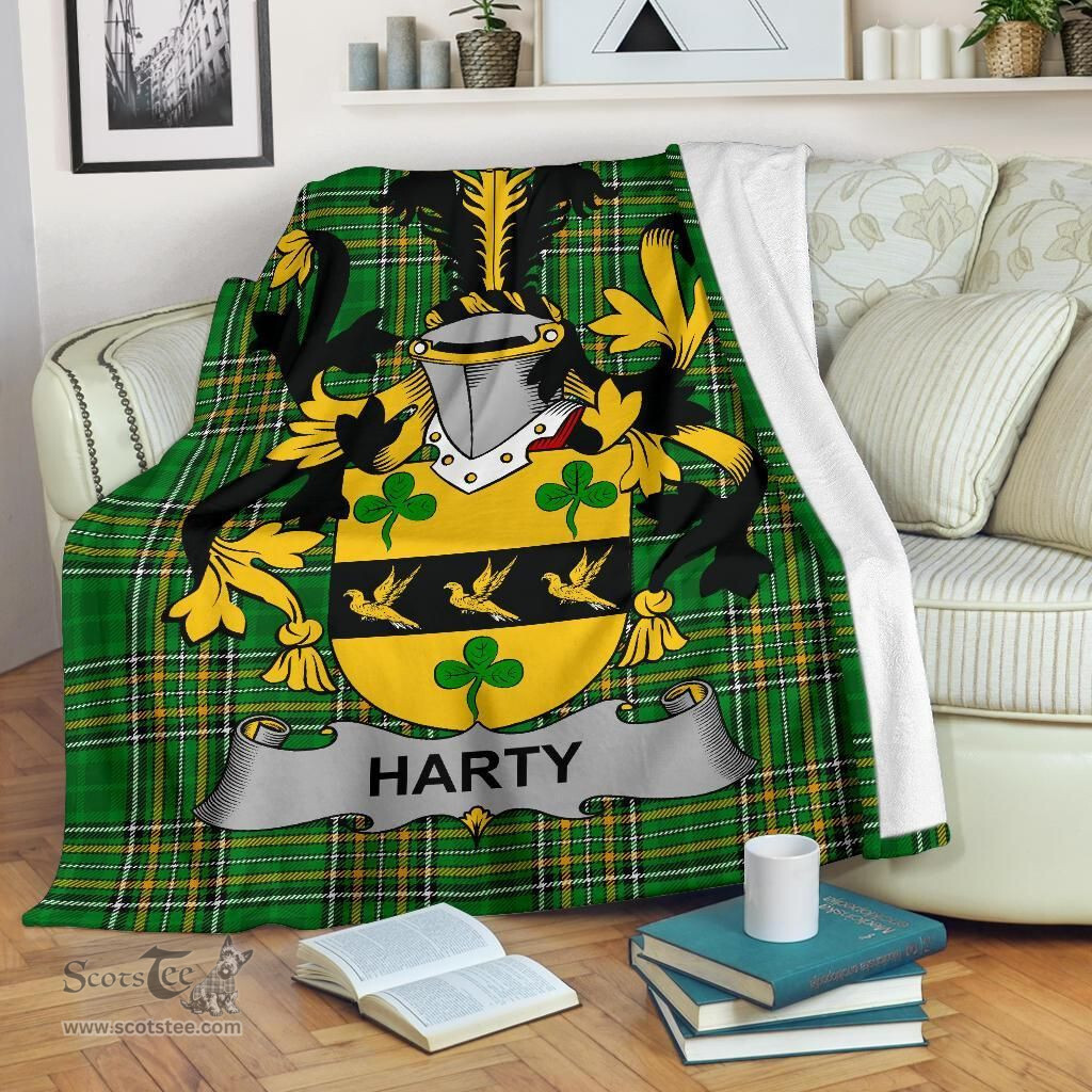 Scottish Harty or O'Haherty Coat of Arms Family Crest Ireland Blanket Irish National Tartan Irish County Blanket
