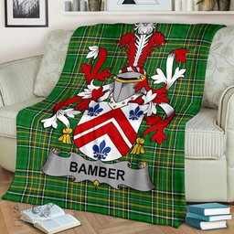 Scottish Bamber Coat of Arms Family Crest Ireland Blanket Irish National Tartan Irish County Blanket