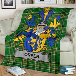 Scottish Orpen Coat of Arms Family Crest Ireland Blanket Irish National Tartan Irish County Blanket