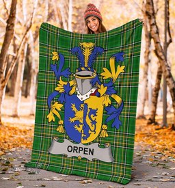 Scottish Orpen Coat of Arms Family Crest Ireland Blanket Irish National Tartan Irish County Blanket