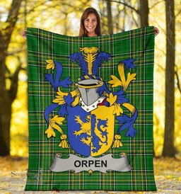Scottish Orpen Coat of Arms Family Crest Ireland Blanket Irish National Tartan Irish County Blanket