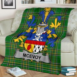 Scottish McEvoy or McKelvey Coat of Arms Family Crest Ireland Blanket Irish National Tartan Irish County Blanket