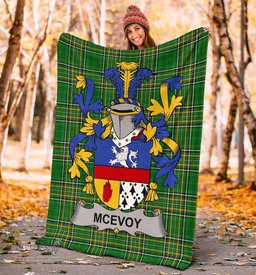 Scottish McEvoy or McKelvey Coat of Arms Family Crest Ireland Blanket Irish National Tartan Irish County Blanket