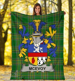 Scottish McEvoy or McKelvey Coat of Arms Family Crest Ireland Blanket Irish National Tartan Irish County Blanket