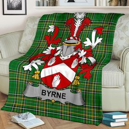 Scottish Byrne or O'Byrne Coat of Arms Family Crest Ireland Blanket Irish National Tartan Irish County Blanket
