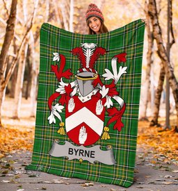 Scottish Byrne or O'Byrne Coat of Arms Family Crest Ireland Blanket Irish National Tartan Irish County Blanket