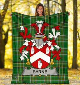 Scottish Byrne or O'Byrne Coat of Arms Family Crest Ireland Blanket Irish National Tartan Irish County Blanket