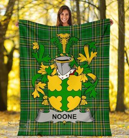 Scottish Noone or O'Noone Coat of Arms Family Crest Ireland Blanket Irish National Tartan Irish County Blanket
