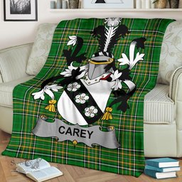 Scottish Carey or Cary Coat of Arms Family Crest Ireland Blanket Irish National Tartan Irish County Blanket