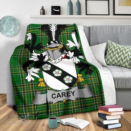 Scottish Carey or Cary Coat of Arms Family Crest Ireland Blanket Irish National Tartan Irish County Blanket