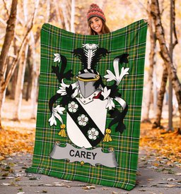 Scottish Carey or Cary Coat of Arms Family Crest Ireland Blanket Irish National Tartan Irish County Blanket
