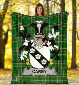 Scottish Carey or Cary Coat of Arms Family Crest Ireland Blanket Irish National Tartan Irish County Blanket
