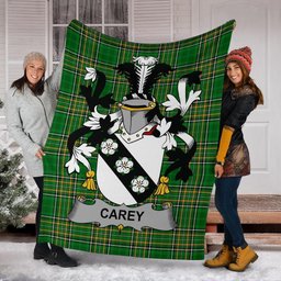Scottish Carey or Cary Coat of Arms Family Crest Ireland Blanket Irish National Tartan Irish County Blanket