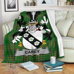 Scottish Carey or Cary Coat of Arms Family Crest Ireland Blanket Irish National Tartan Irish County Blanket