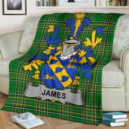 Scottish James Coat of Arms Family Crest Ireland Blanket Irish National Tartan Irish County Blanket