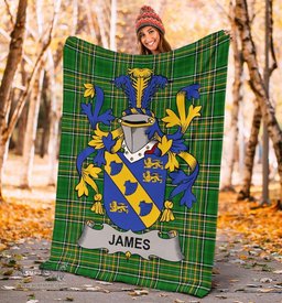 Scottish James Coat of Arms Family Crest Ireland Blanket Irish National Tartan Irish County Blanket