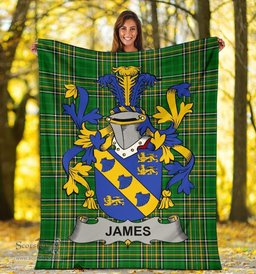 Scottish James Coat of Arms Family Crest Ireland Blanket Irish National Tartan Irish County Blanket