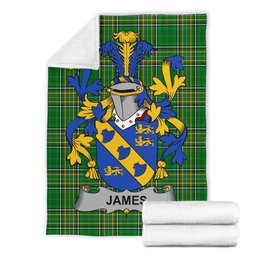 Scottish James Coat of Arms Family Crest Ireland Blanket Irish National Tartan Irish County Blanket